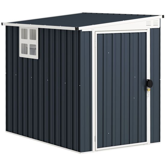 Abri de jardin acier gris 128 x 193 x 181 cm pour outils avec fenêtre et porte verrouillable - comfortxl outdoor living