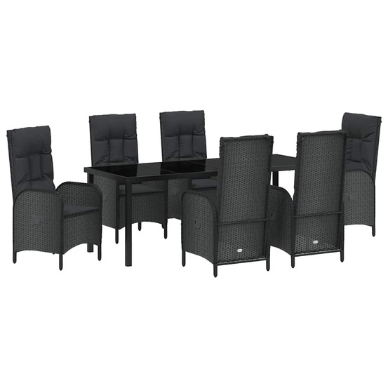 Ensemble de salle à manger pour jardin 7 pcs noir polyrotin