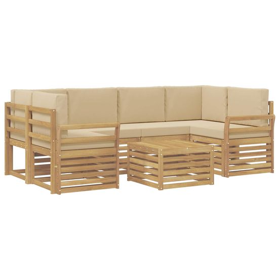 Ensemble de canapés d'extérieur 7 pc blanc et beige polyester