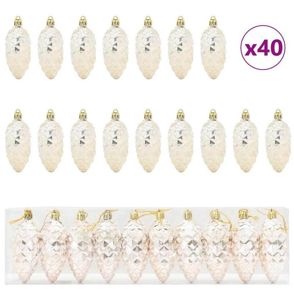 Boule de pomme de pin de noël 40 pc champagne 4 x 9 cm