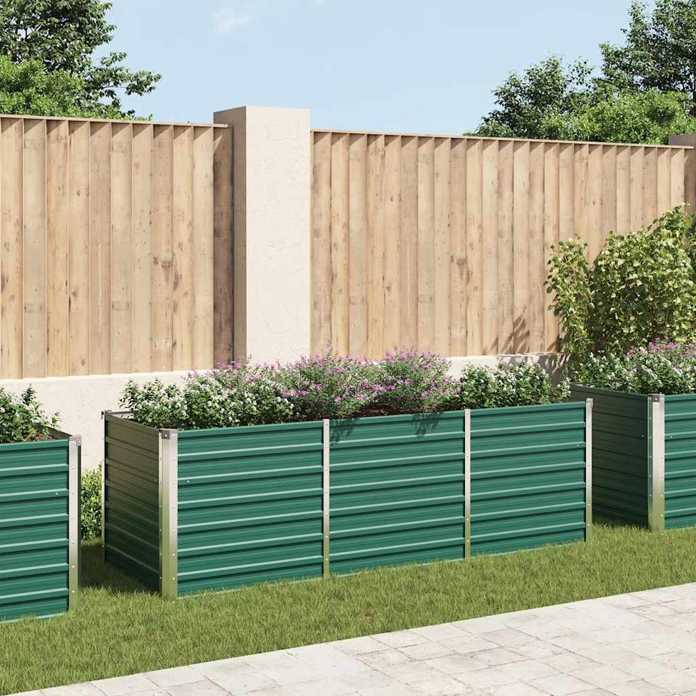 Carré potager surélevé acier galvanisé jardin terrasse vert 240x80x77cm