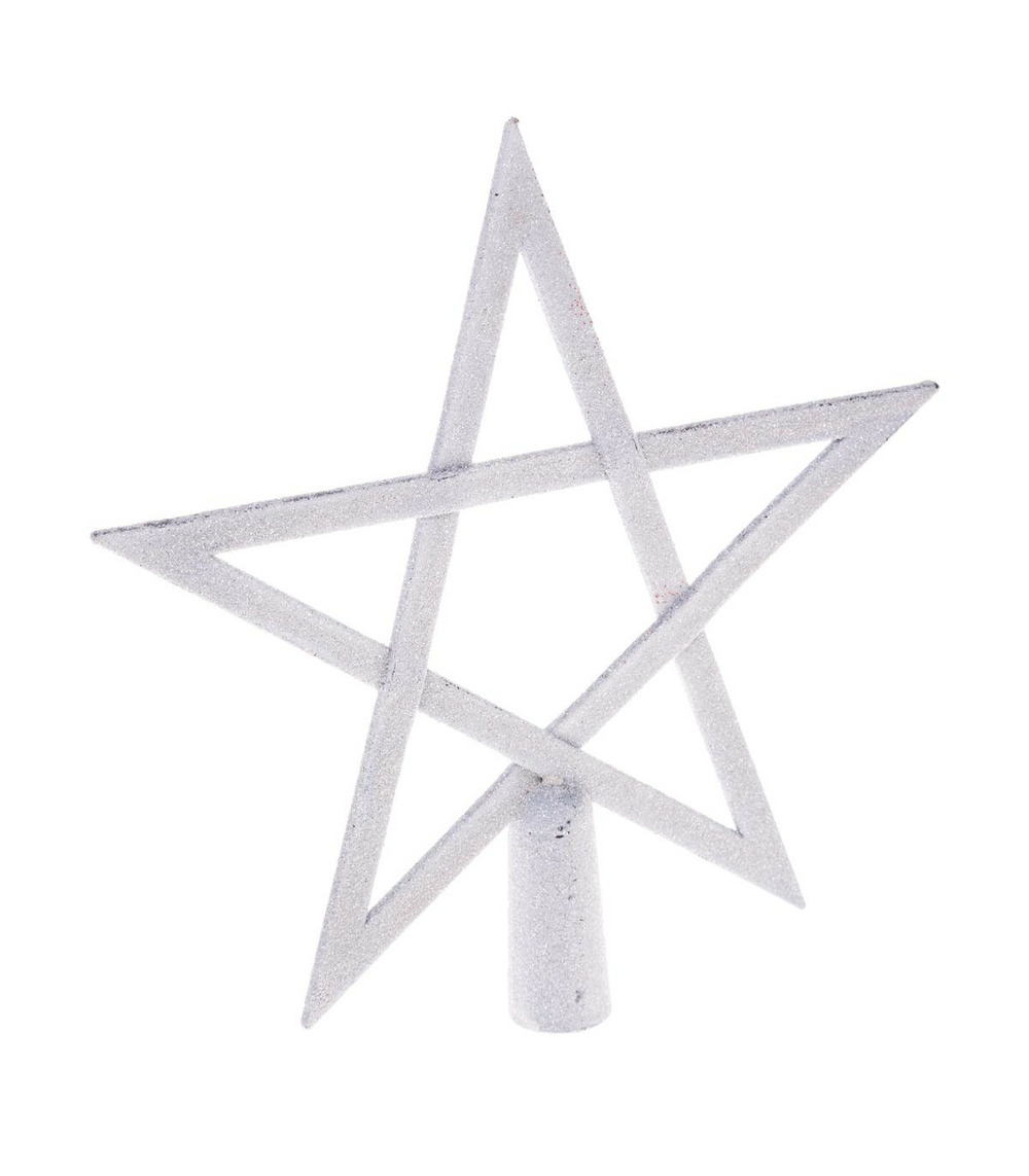 Déco sapin de noël cimier étoile blanc pailleté