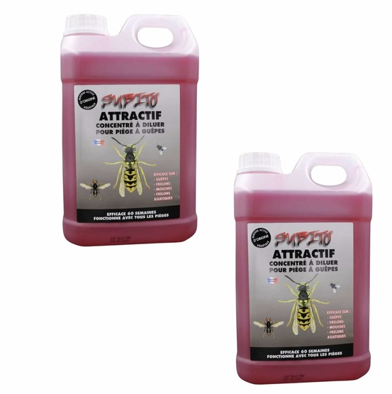 Pack de 2 attractif subito pour piège à guêpes, frelons & mouches bidon de 2,5 l