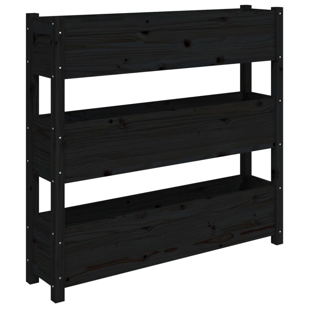 Jardinière noir 112x25x104,5 cm bois massif de pin