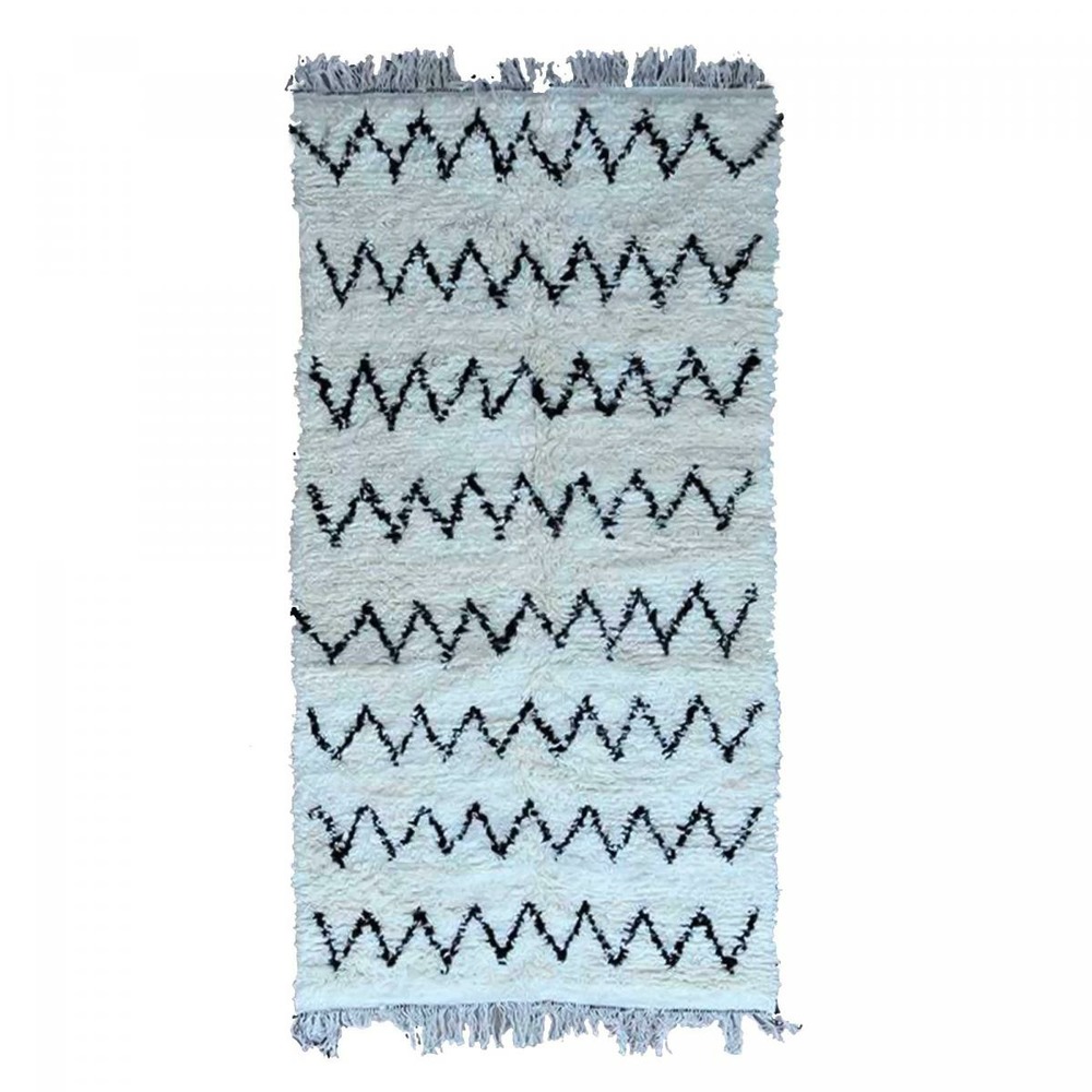 Authentique tapis berbère 150x270 fait main en laine crème casa
