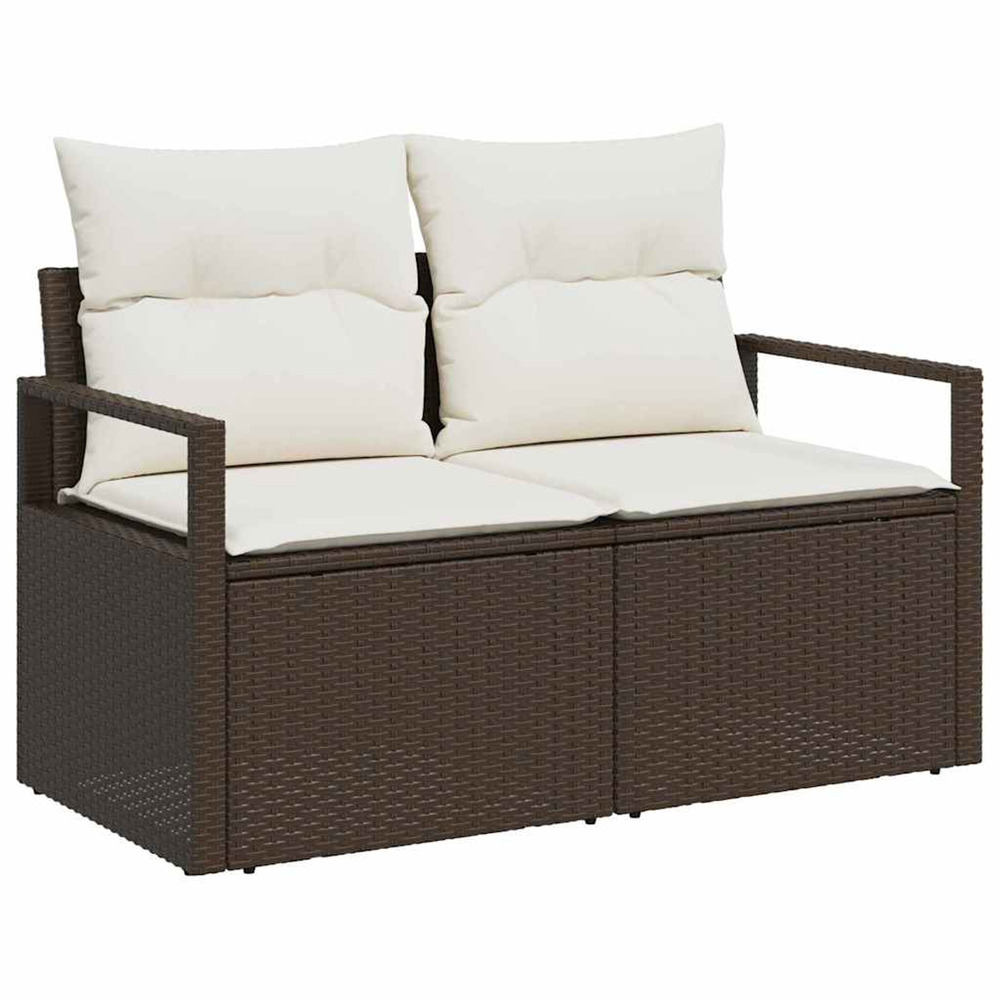 Ensemble de canapés avec coussin 6 pcs marron polyrotin