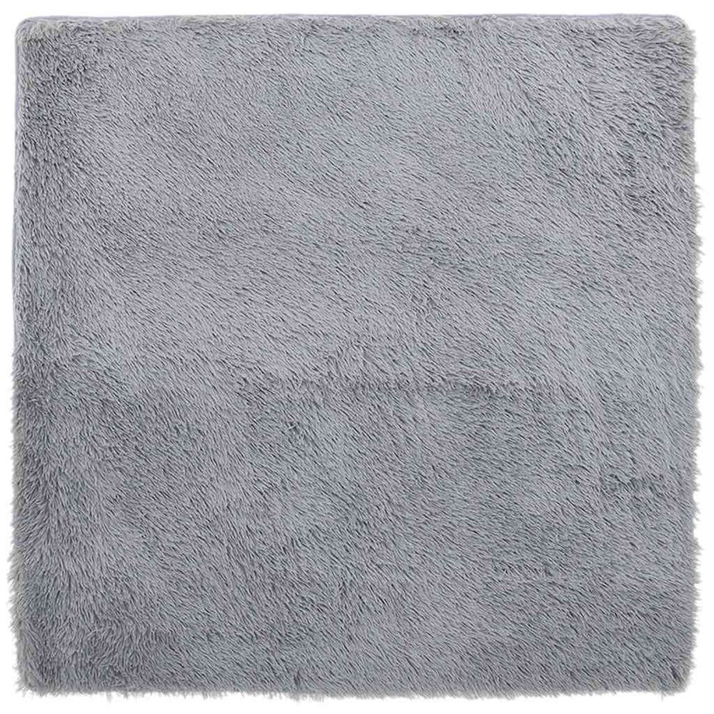 Tapis shaggy à poils longs navarra gris argenté 240x240 cm
