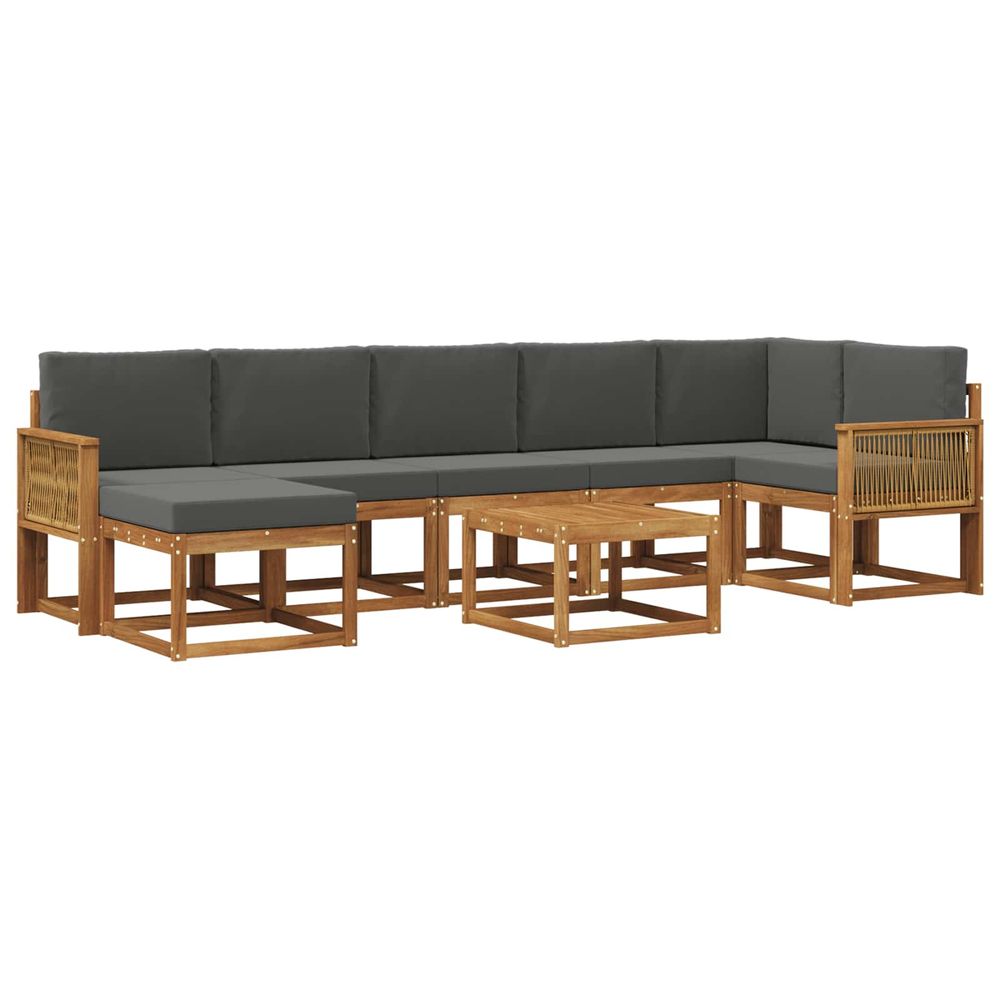 Ensemble de canapés d'extérieur 8 pc naturel et anthracite
