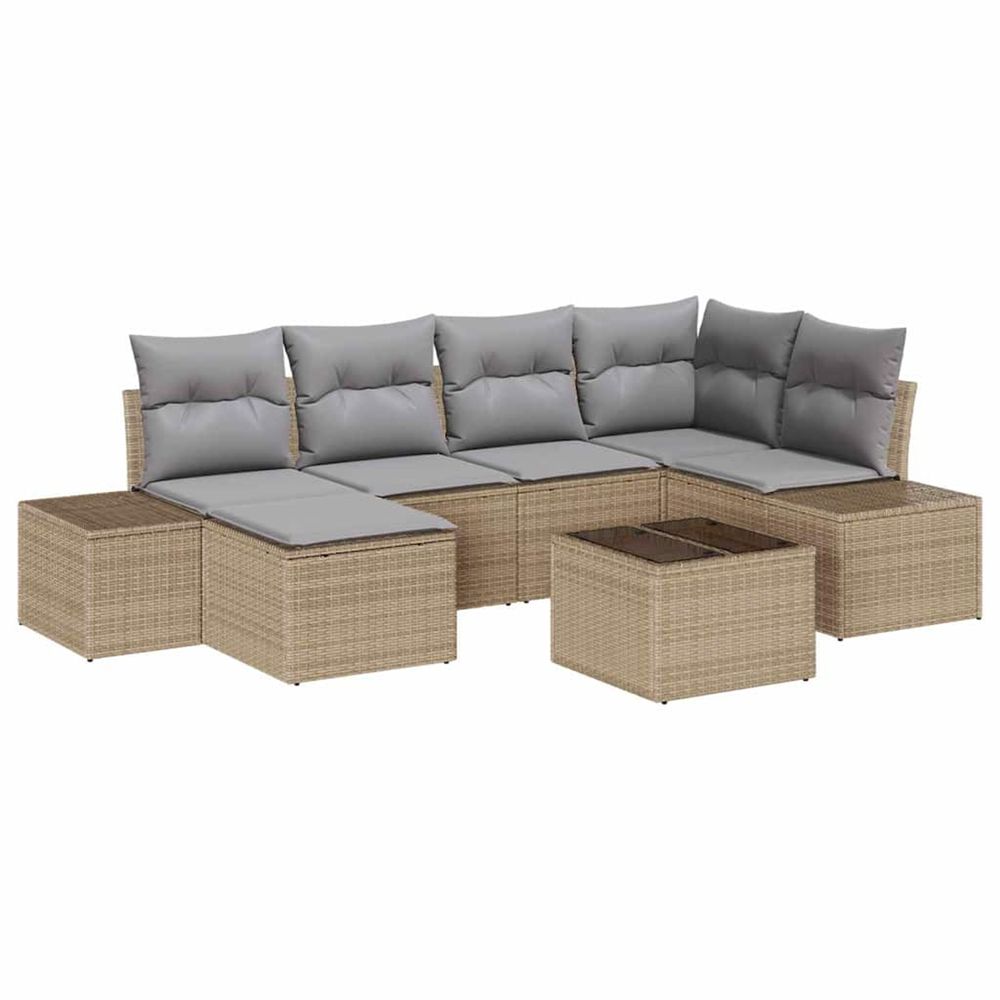 Ensemble de canapé de jardin 6 pc beige et gris clair polyrotin