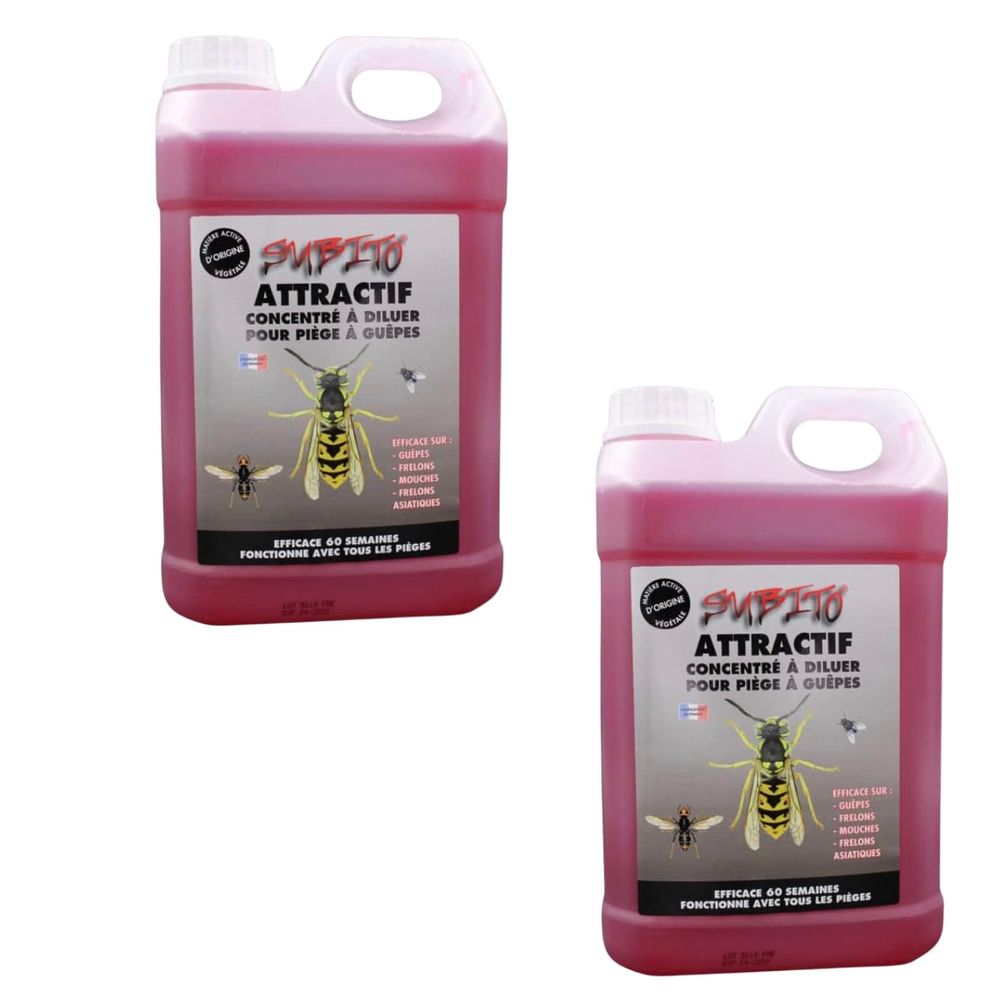 Pack de 2 attractif subito pour piège à guêpes, frelons & mouches bidon de 2,5 l