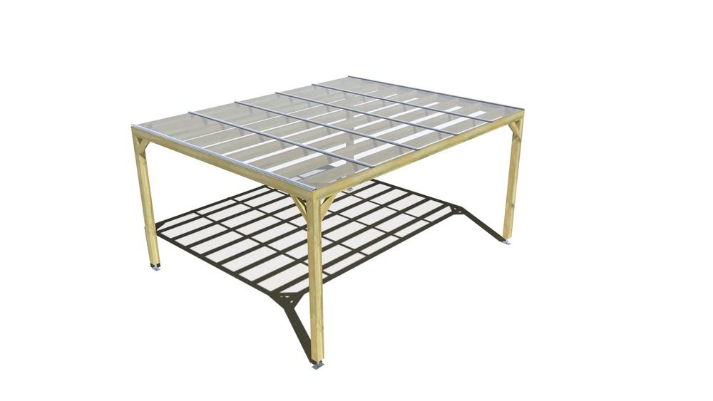 Pergola bois • 5m x 4m • indépendante • sens largeur • couverture étanche transparente incluse • livraison comprise