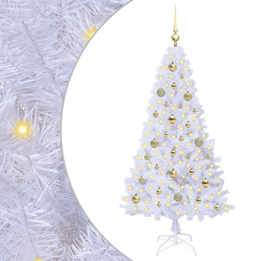 Sapin de noël artificiel avec 150 led blanc 150 cm pvc et acier