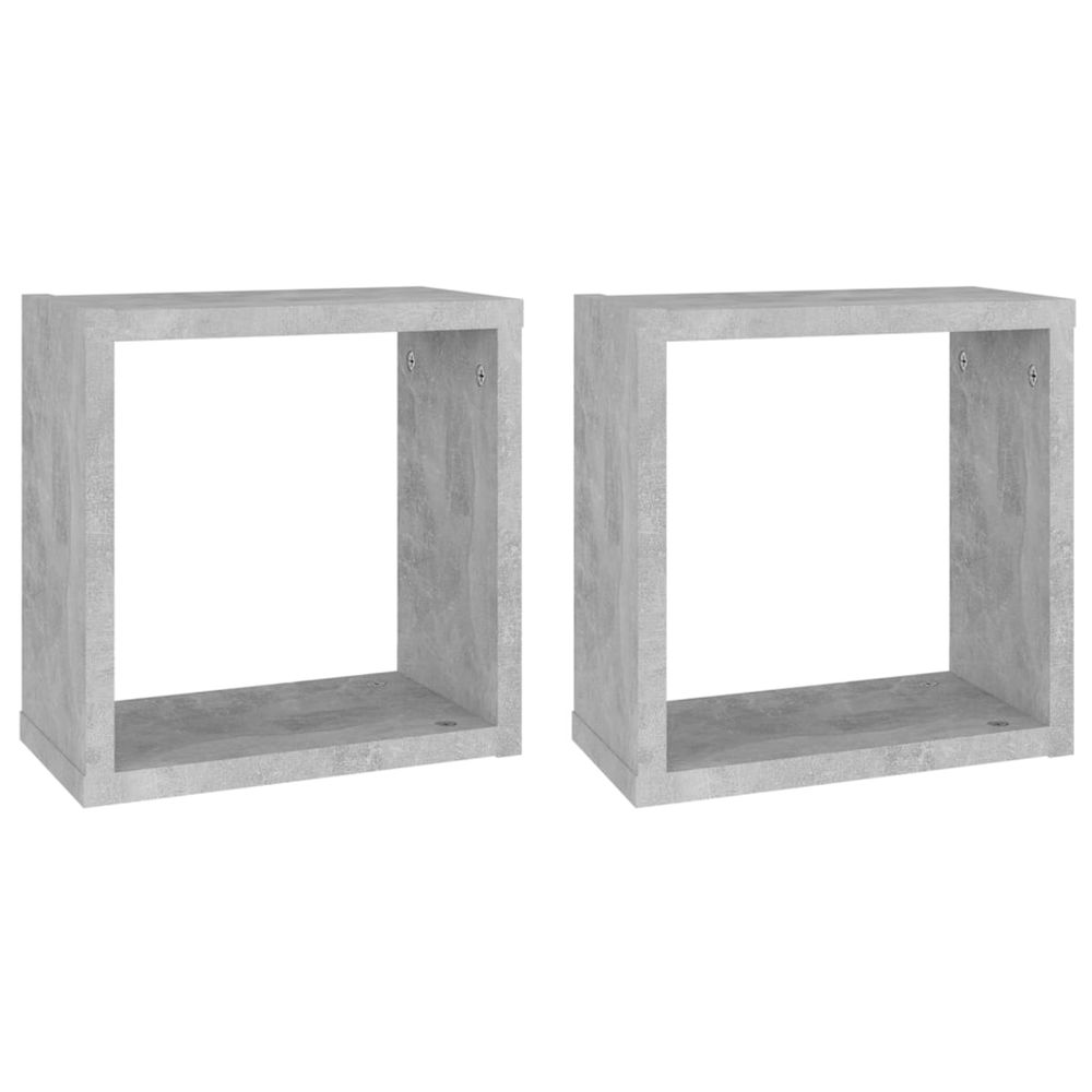 Étagères cube murales 2 pcs gris béton 30x15x30 cm