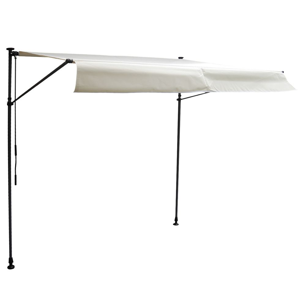 Store banne pour balcon chene 3 × 1,2m - toile beige et structure grise