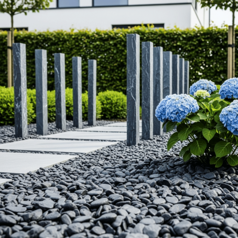 Galet calcaire noir mat 60/100 mm- big bag 1t (8 m²) - noir