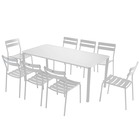 Table de terrasse (185 x 92cm) et 8 chaises blanc