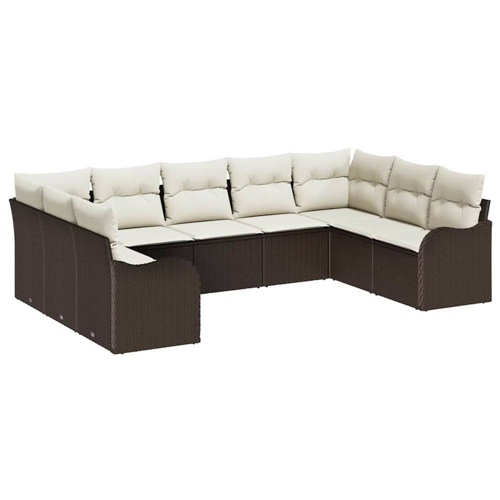 Ensemble de canapé de jardin 9 pc marron polyrotin