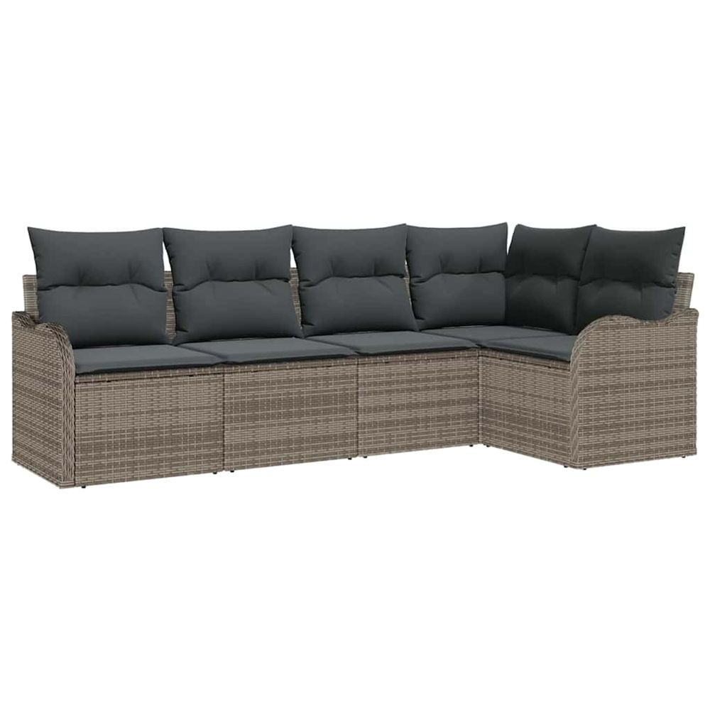 Ensemble de canapé de jardin 5 pc gris polyrotin