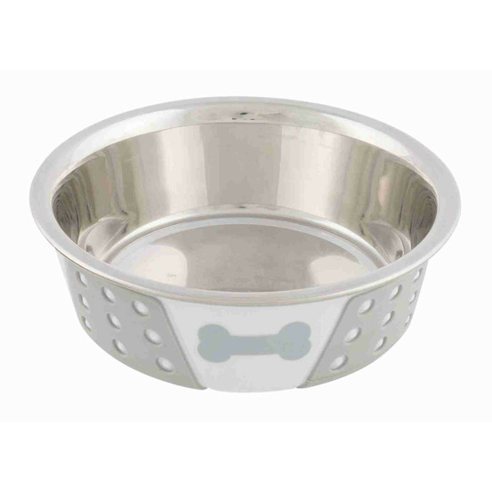 Écuelle en acier inox avec silicone et motif,400 ml, ø 14 cm, pour chien ou