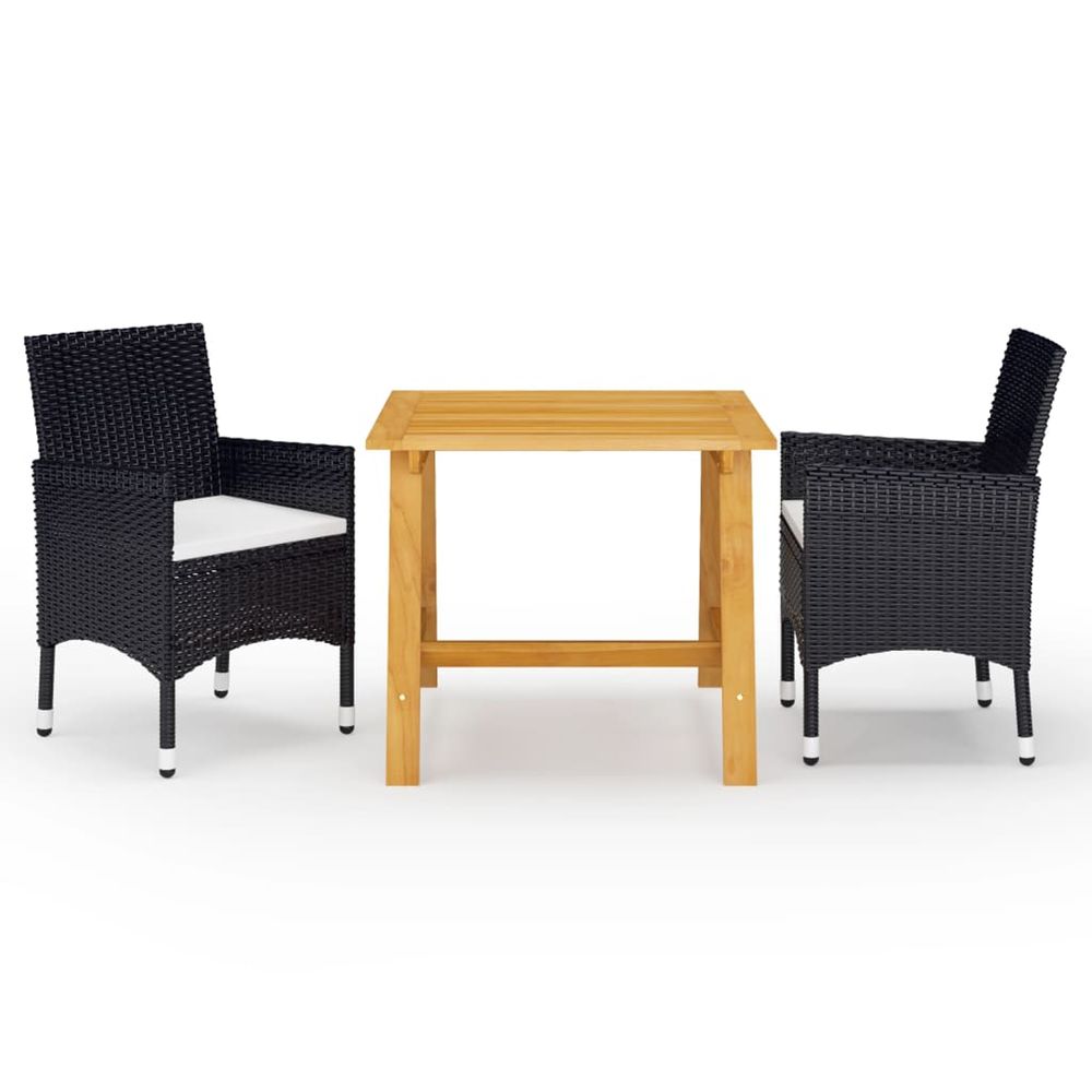 Ensemble à manger de jardin 3 pcs noir