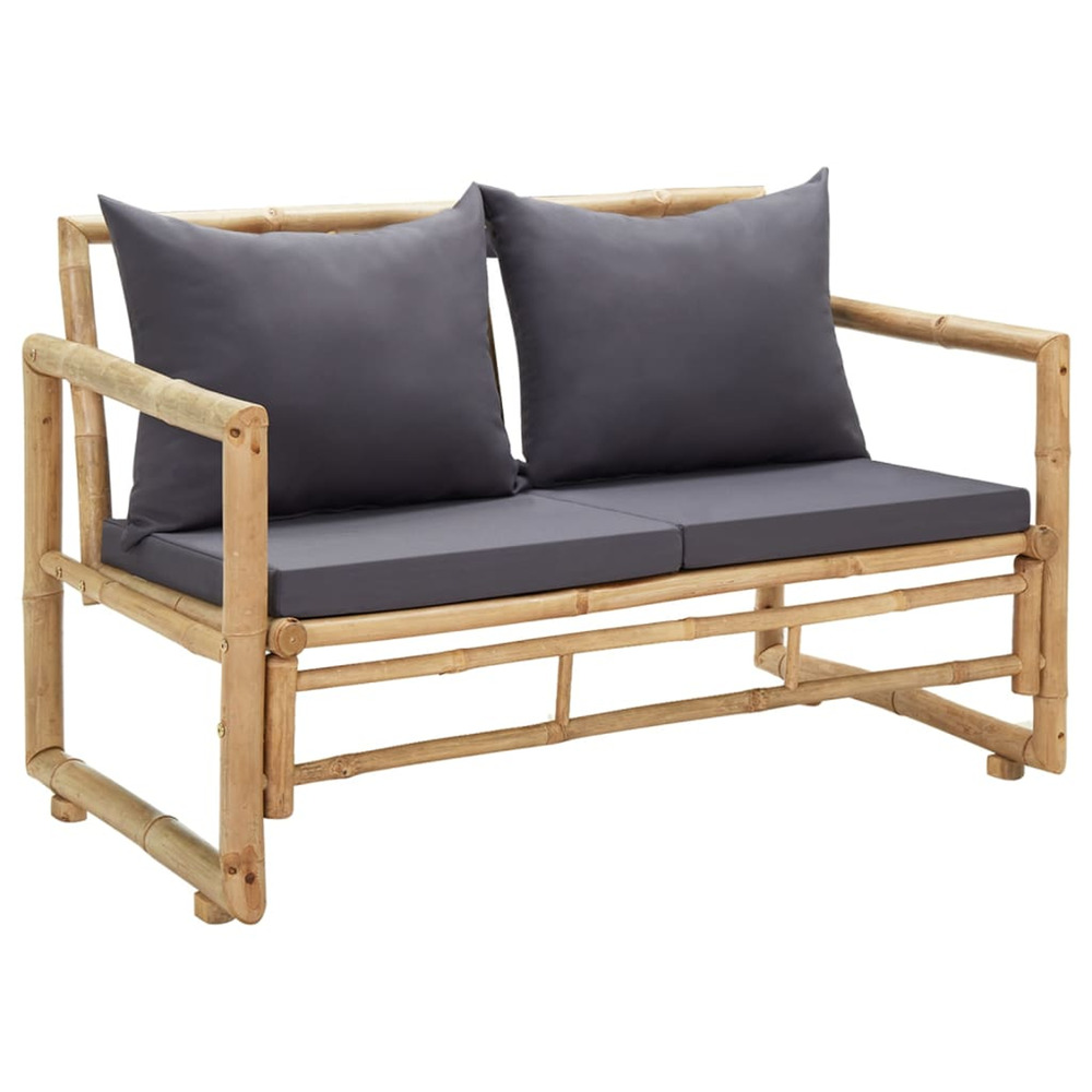 Banc de jardin avec coussins 115 cm bambou