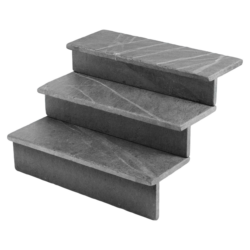 Dessus de marche ardoise noire vieillie 80x30x3 cm bord droit (à l'unité) - ro'ma nature