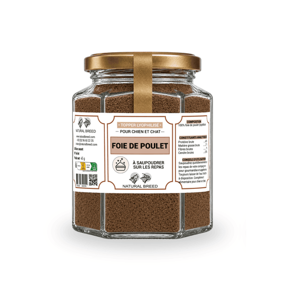Topper lyophilisé 100 % foie de poulet pour chien et chat – complément alimentaire naturel – appétence