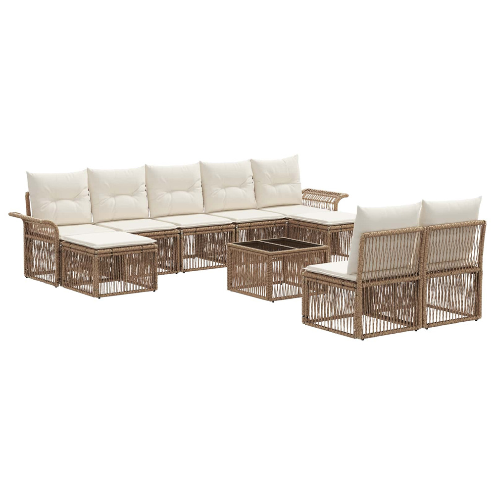 Ensemble de canapé de jardin 10 pcs beige polyrotin