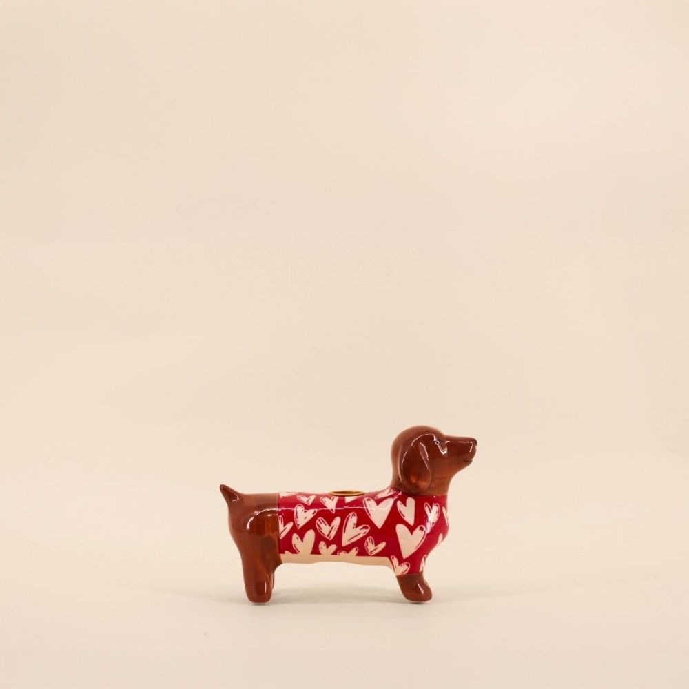 Bougeoir teckel en céramique 20cm