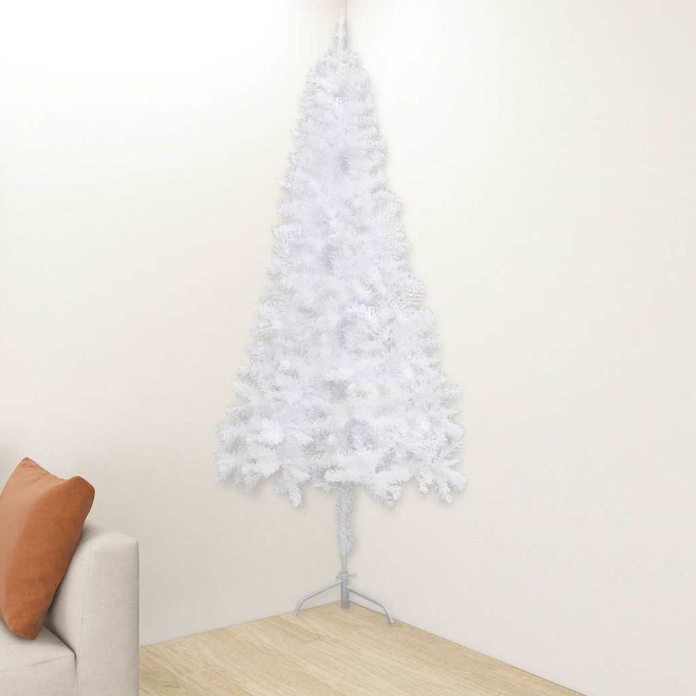Sapin de noël d'angle artificiel pvc pour espace réduit blanc 240 cm
