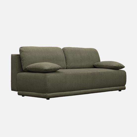 Banquette convertible 3 places velours côtelé avec coffre de rangement - l 192 x p 100 x h 81cm - nelson