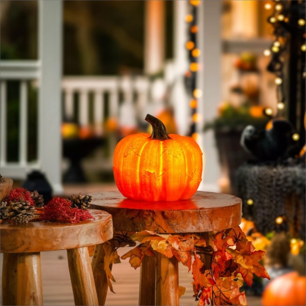 Citrouille lumineuse solaire 16 cm