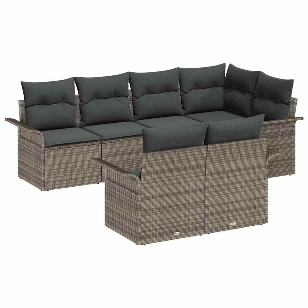 Ensemble de canapé de jardin 7 pc gris poly rotin