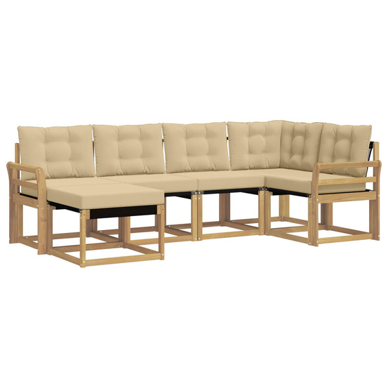 Ensemble de canapés d'extérieur 6 pcs blanc et beige