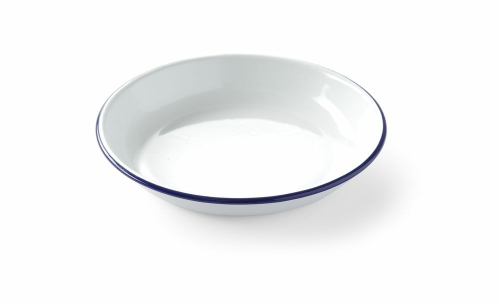 Assiette creuse blanche liseré bleu ø220 mm - hendi