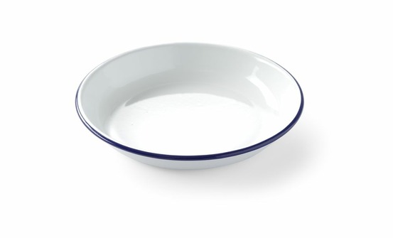Assiette creuse blanche liseré bleu ø220 mm - hendi