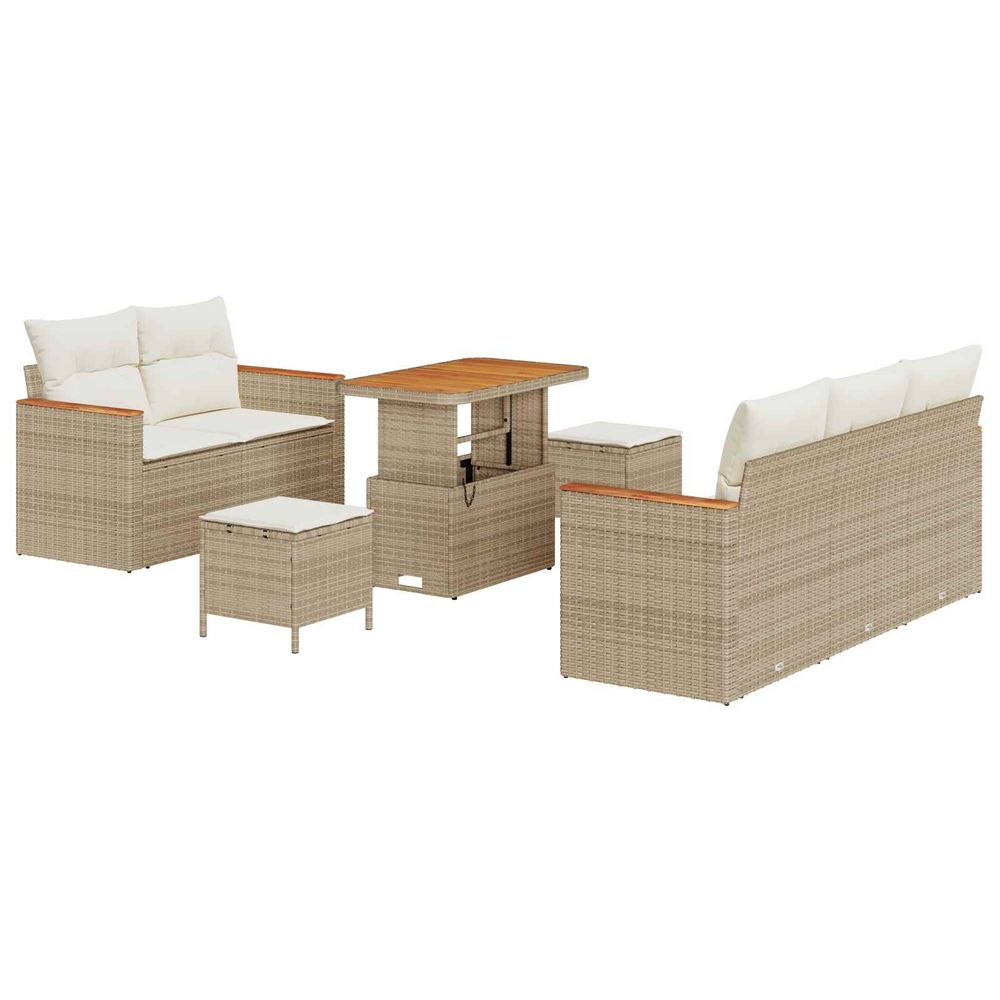 Ensemble de canapé de jardin 8 pc beige polyrotin