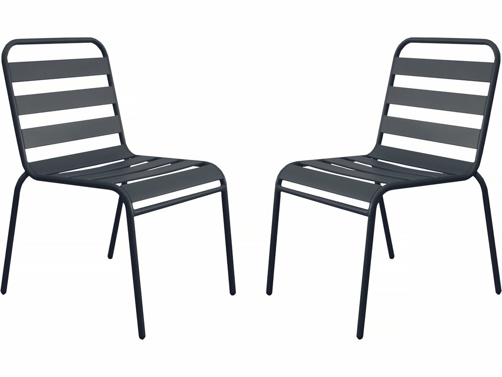 Lot de 2 chaises de jardin en métal empilables 