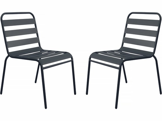 Lot de 2 chaises de jardin en métal empilables