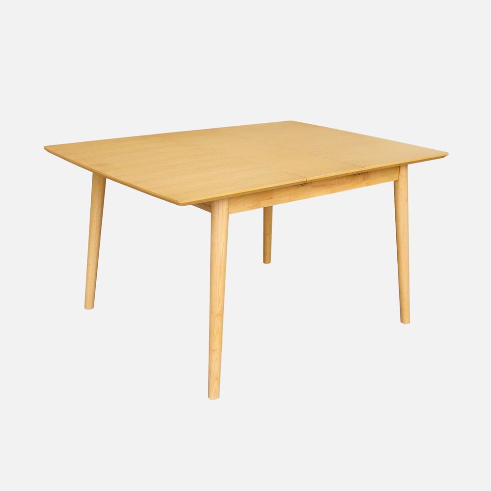Table à manger rectangulaire extensible bois d'hévéa et placage chêne 4-6 places - 110/140 x 100 x 75 cm - lina