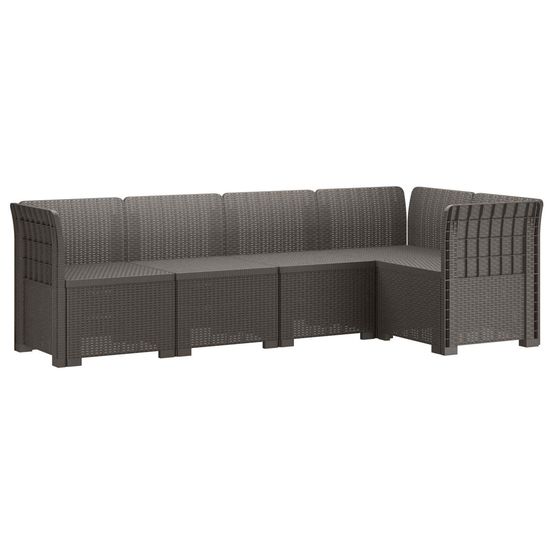 Canapé de jardin 5 places aspect rotin pp gris clair