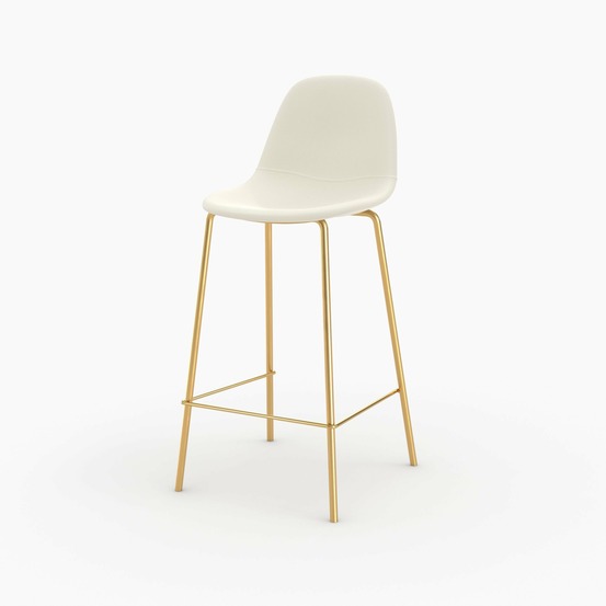 Henrik-chaise pour îlot central en cuir synthétique blanc 65 cm, pieds dorés