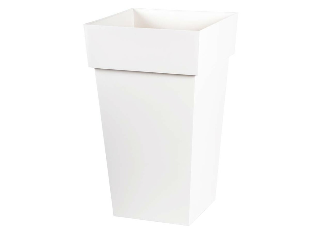 Pot de fleur carré toscane 39 x h. 65 cm - blanc