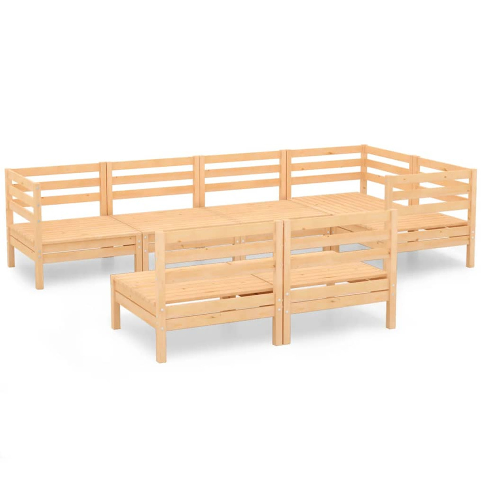 Salon de jardin 7 pcs bois de pin massif