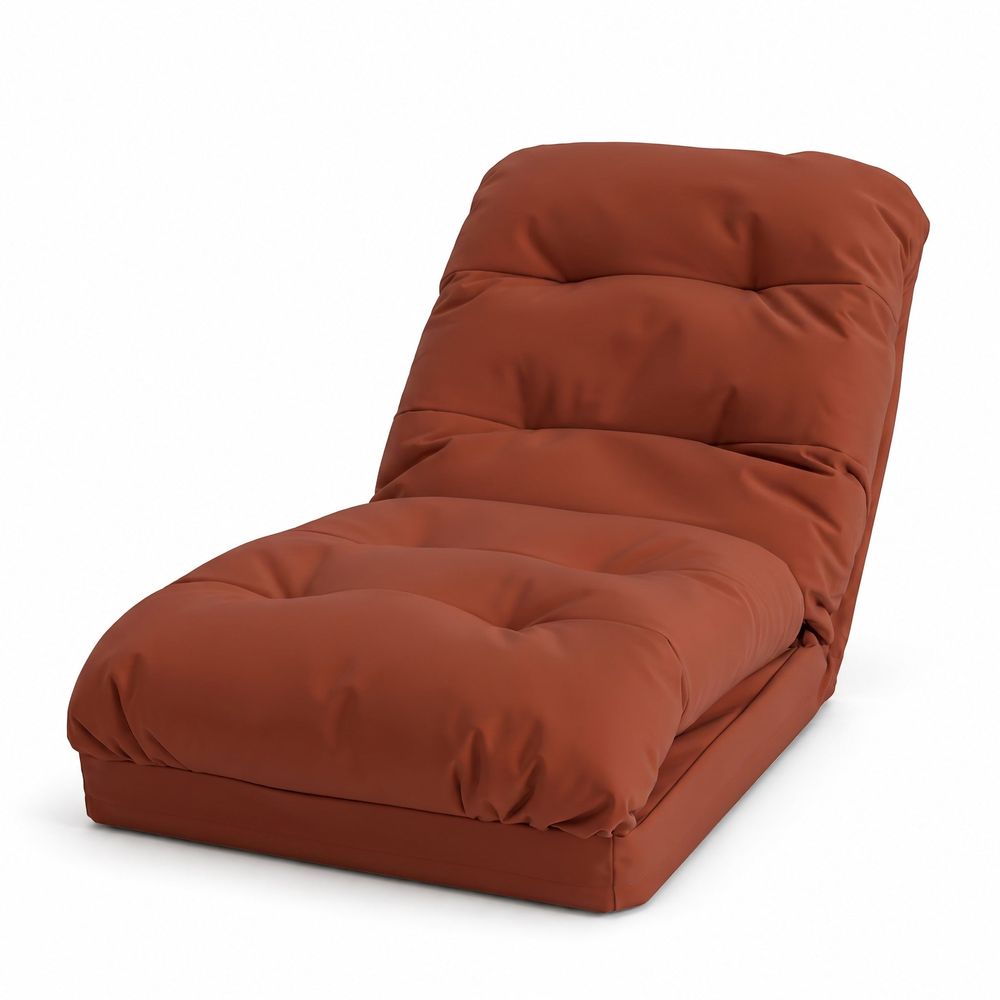 Fauteuil de sol convertible 3 en 1 réglable à 6 positions - lit 210x60cm terracotta