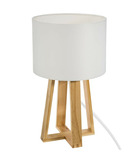 Lampe à poser pied en bois et abat-jour blanc h 34.5 cm