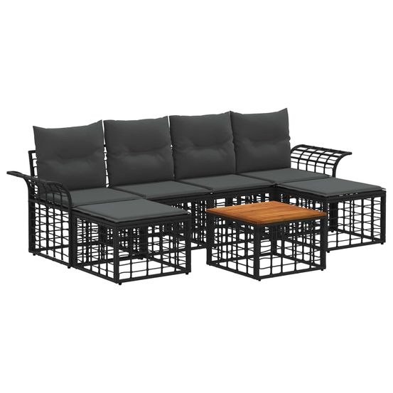 Ensemble de canapés d'extérieur 7 pc noir et gris foncé