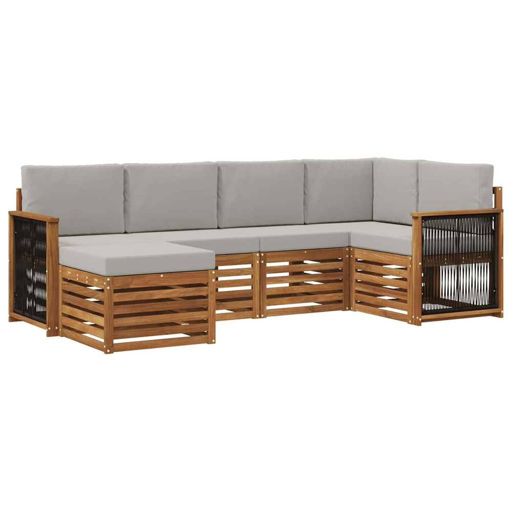 Ensemble de canapé d'angle 5 pcs naturel et gris clair