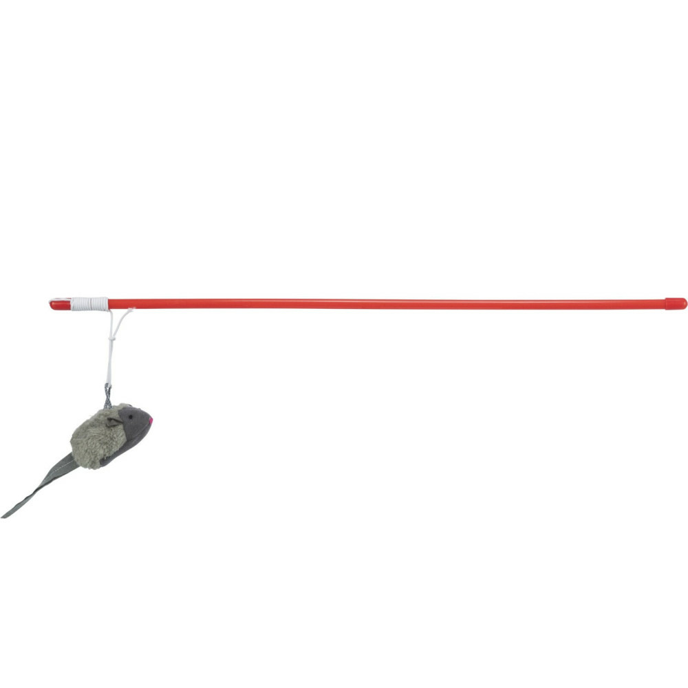 1 cannes à pêche avec souris squeaky longueur 47 cm pour chat