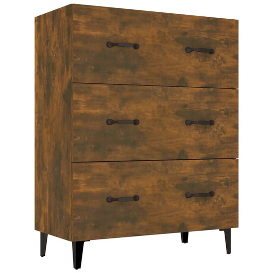 Buffet bahut commode armoire meuble de rangement organisateur cuisine salle de séjour salon 69,5 x 34 x 90 cm bois d'ingénier